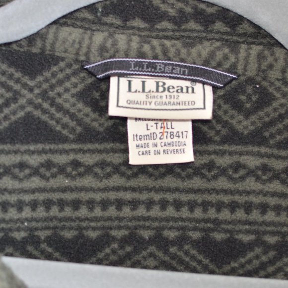 Vintage Y2K Aztec Print LL Bean Fleece Quarter Button, Size Large Tall - Picture 3 of 4